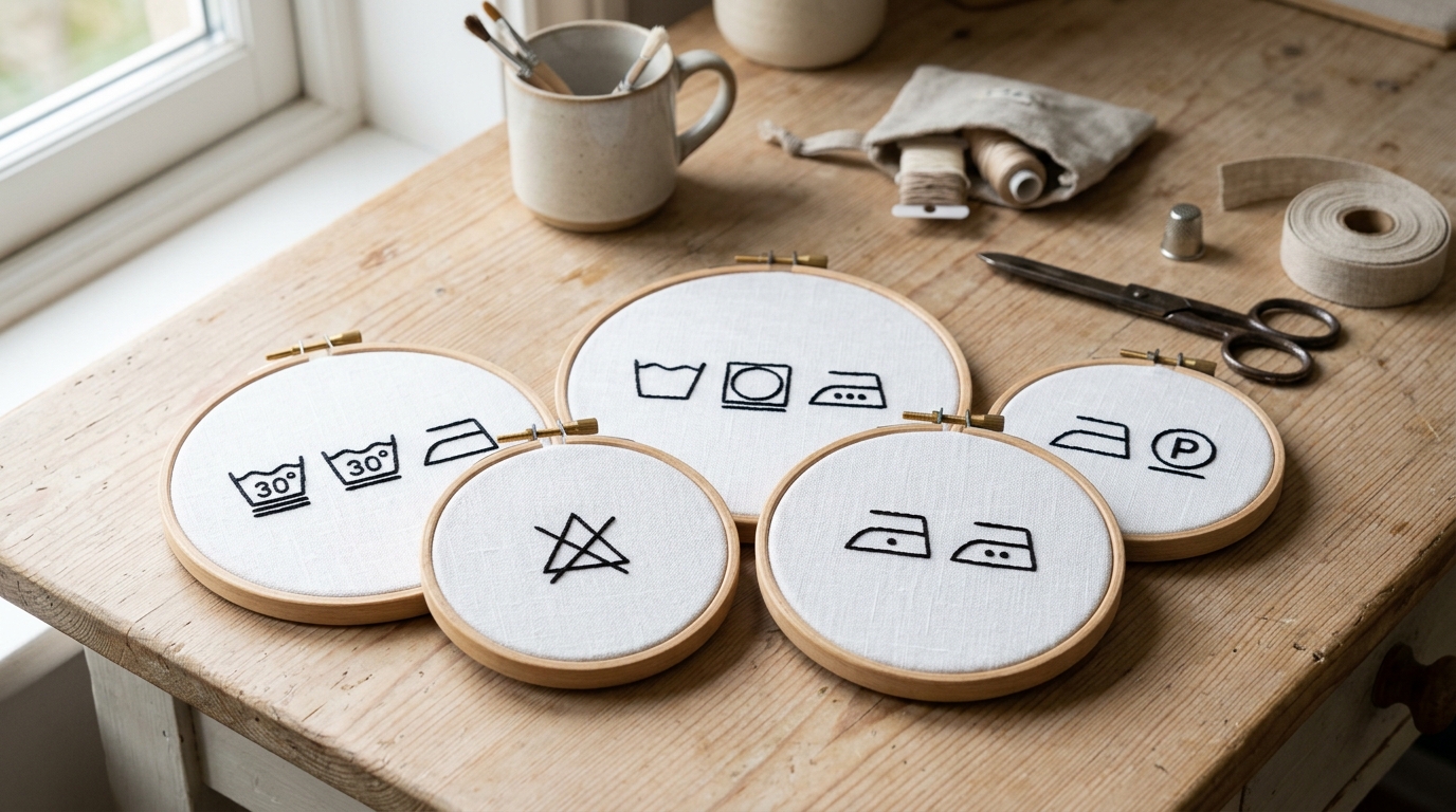 Пяльцы для вышивания с символами стирки